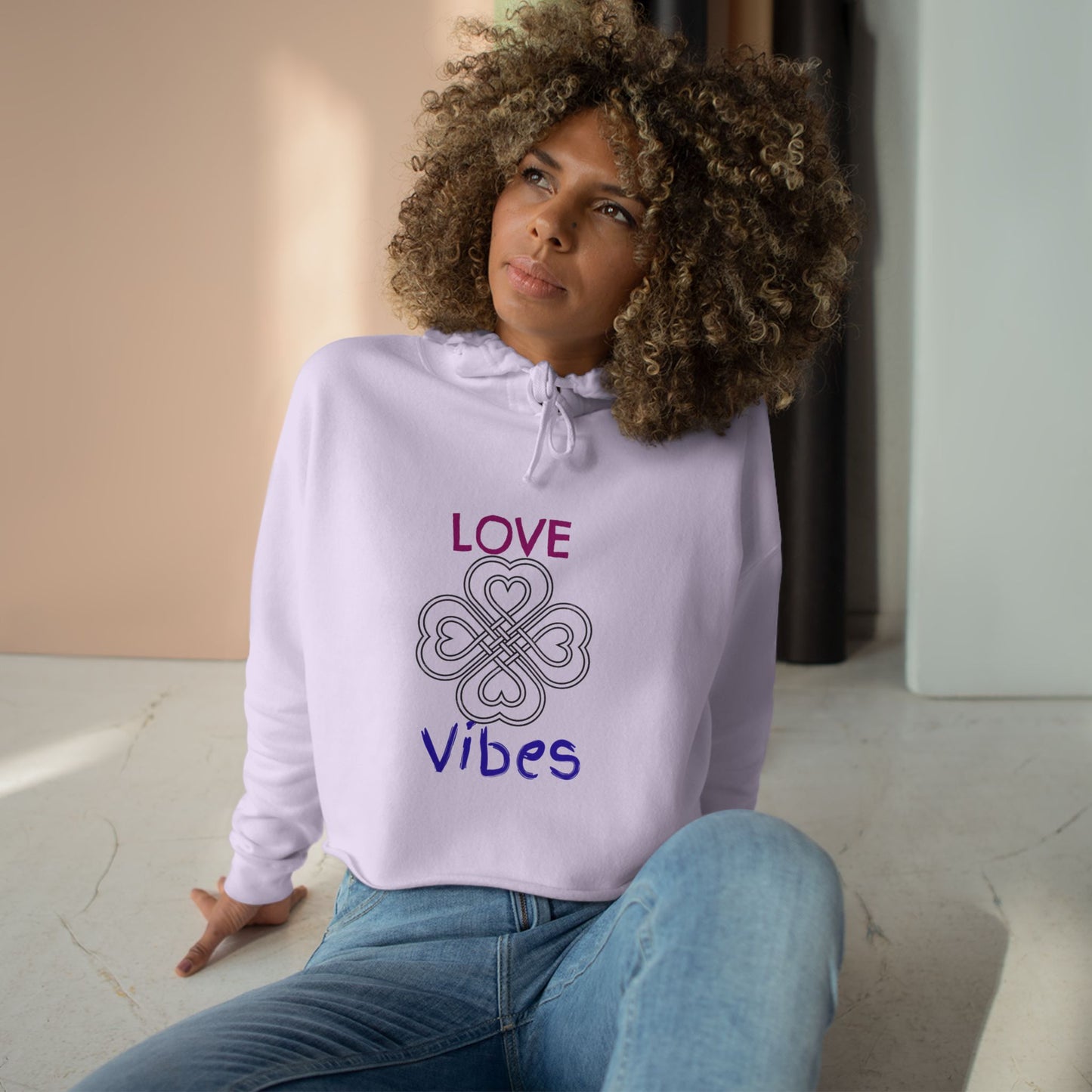 Crop Hoodie - Love Vibes