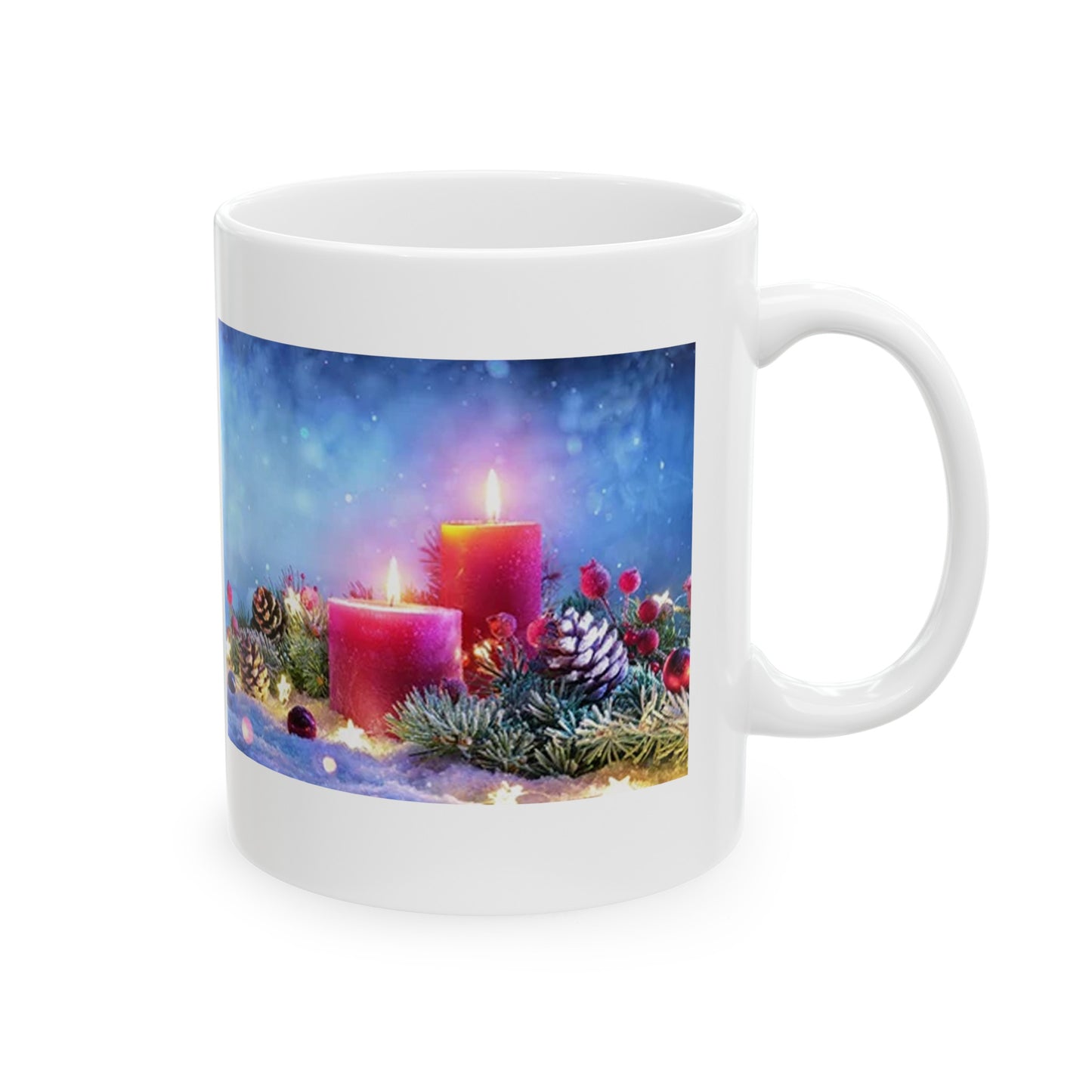 Christmas Candles /Ceramic Mug, 11oz