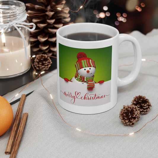 Snowman Sign /Ceramic Mug, 11oz