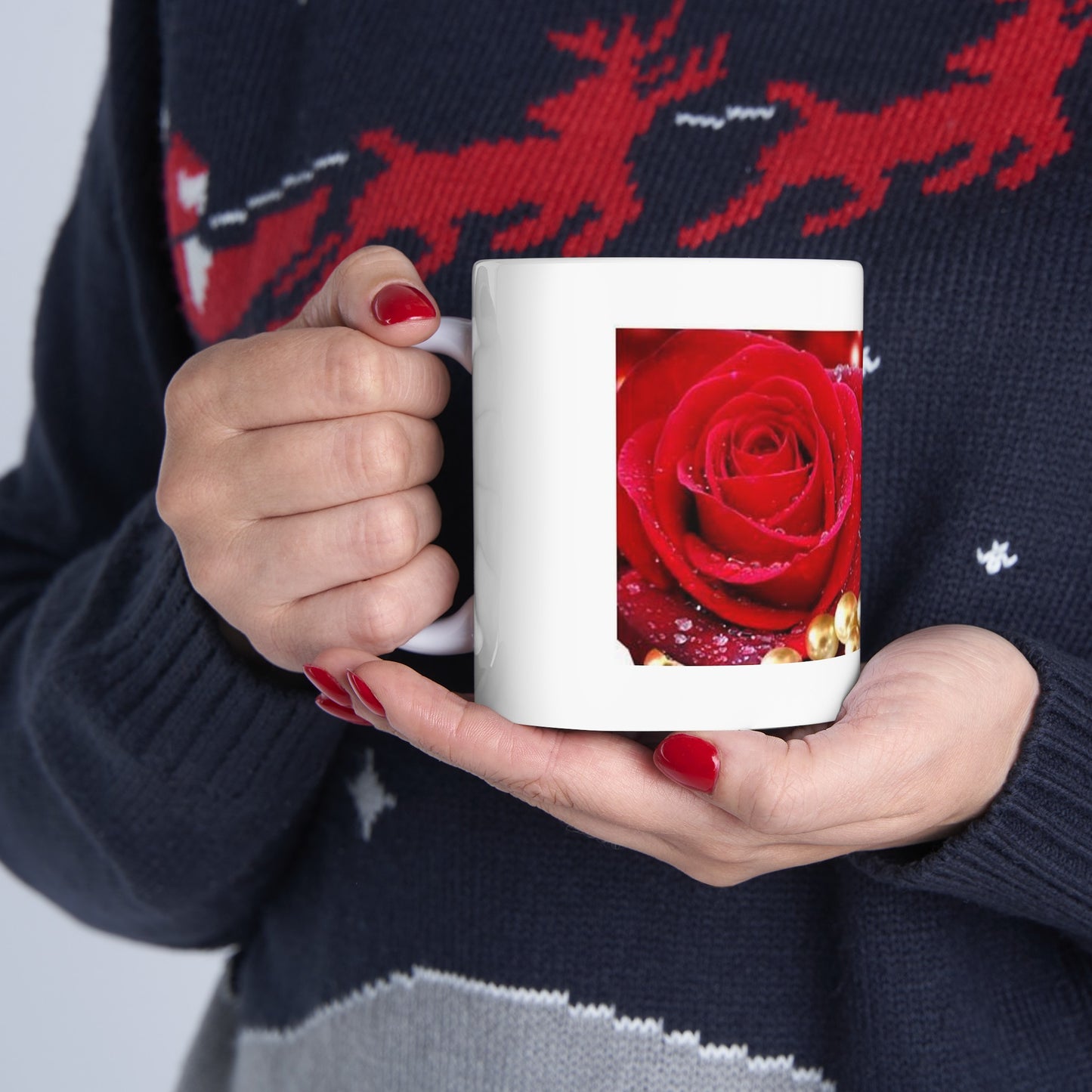 Christmas Roses /Ceramic Mug, 11oz